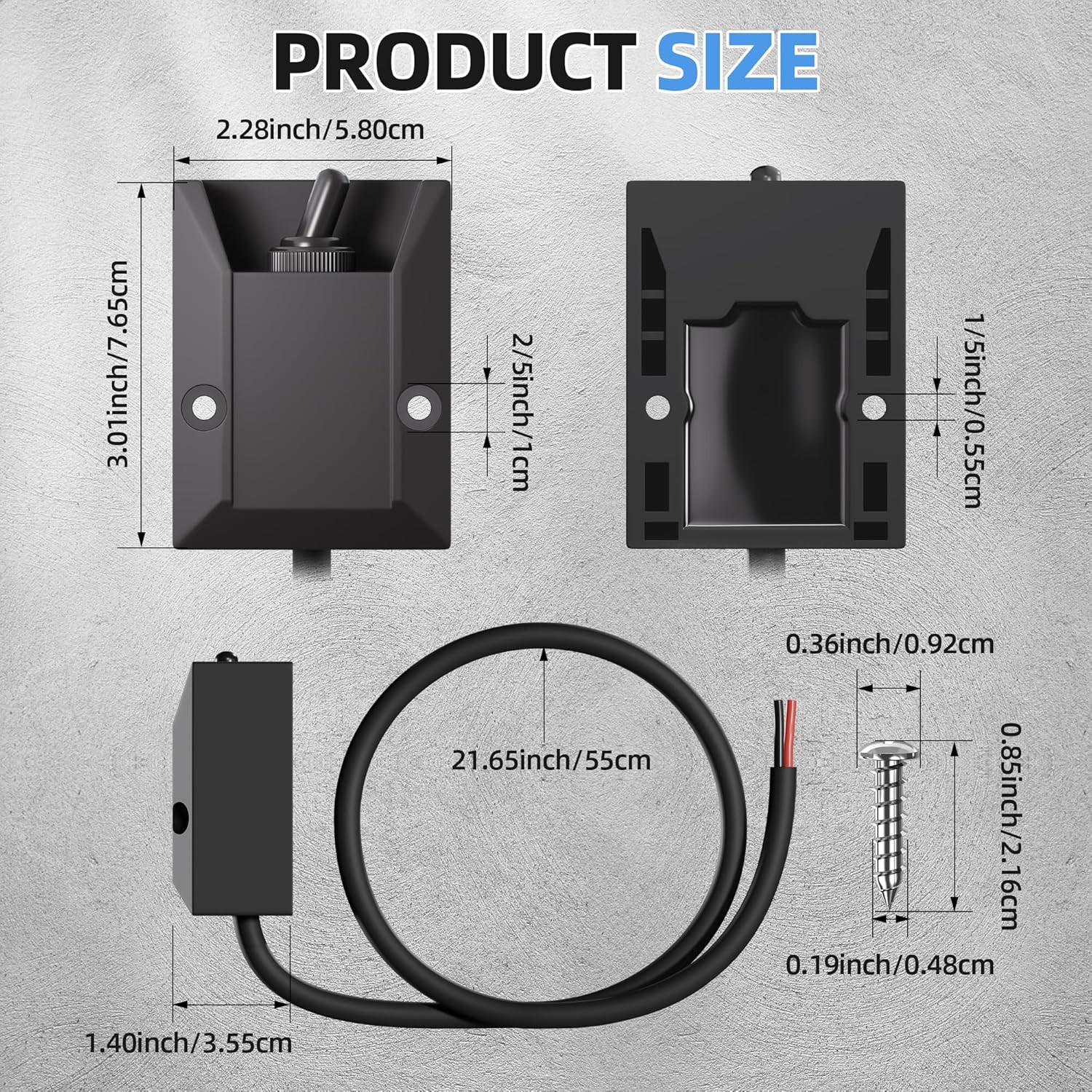 Wired Toggle Switch 12V 30A Heavy Duty Waterproof Toggle Switch SPST ON/Off 2 Pi