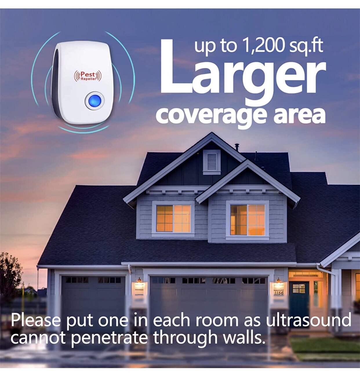 Ultrasonic Pest Repeller 6 Pack, Mouse Spider Roach Repellent