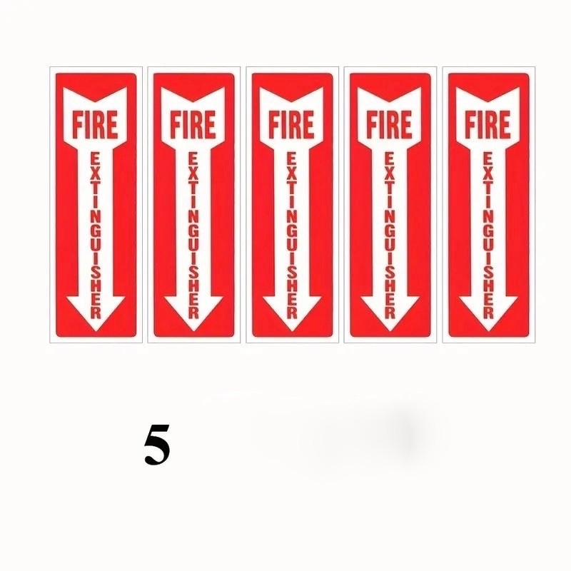 🔥🧯(lot of 5) Mini FIRE EXTINGUISHER SELF-ADHESIVE VINYL SIGN'S 2 3/4" X 8" NEW