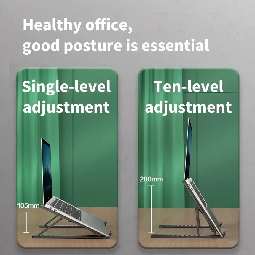 Adjustable Foldable Aluminium Laptop Stand Portable Notebook Tablet Desk Holder