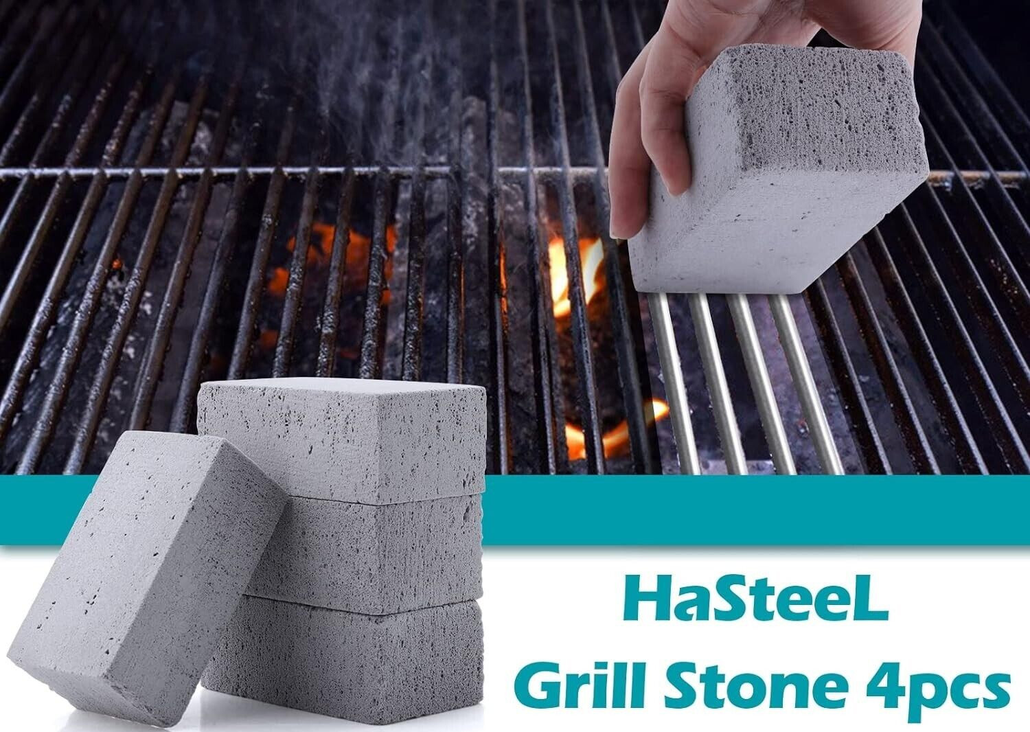 4 Pack Grill Cleaning Brick Griddle Pumice Stones for Flat Top Racks Cast Iron