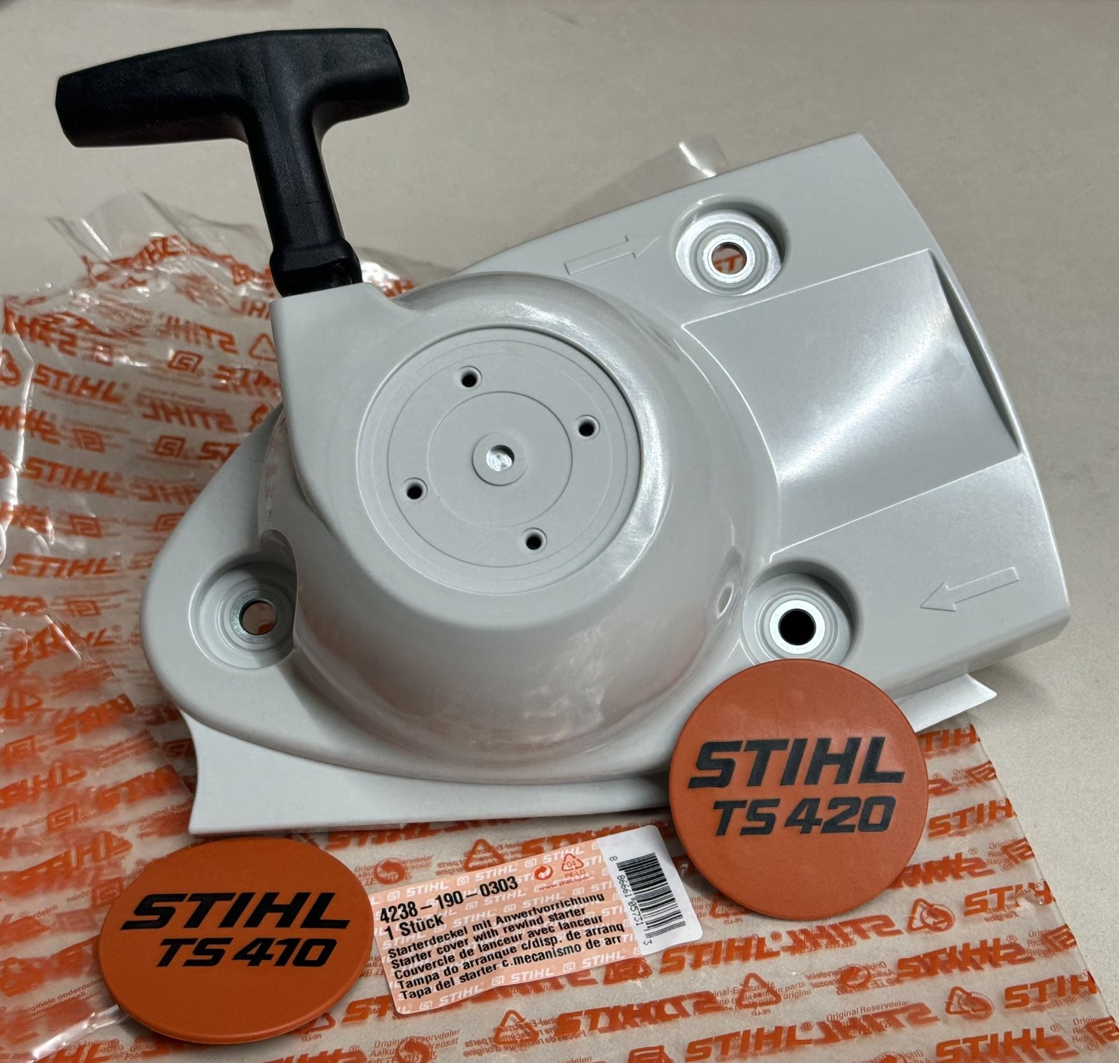 STIHL OEM REWIND STARTER WITH COVER 4238 190 0303 TS410 TS420 TS 410 420 GENUINE