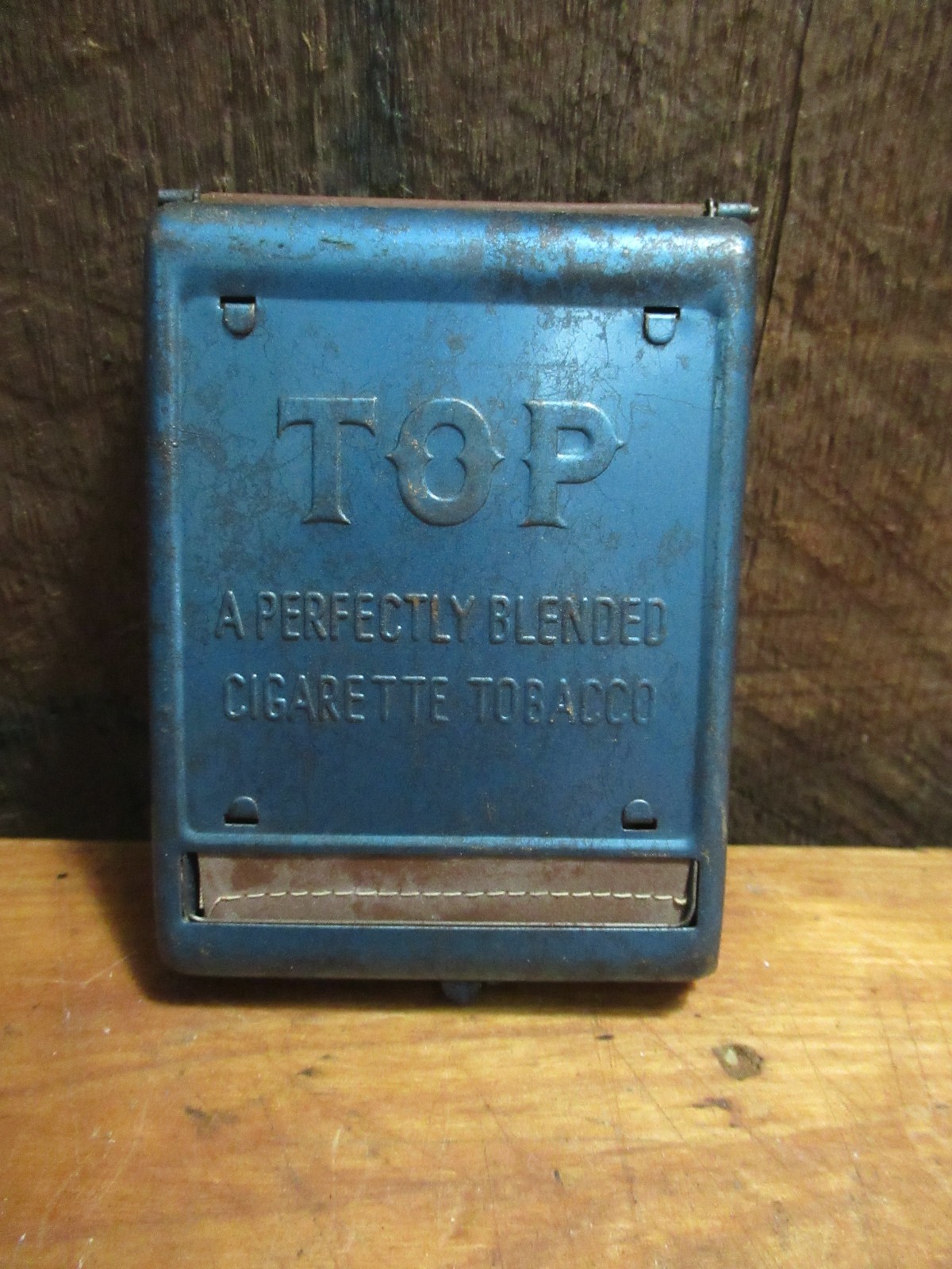 Vintage TOP Blue Metal Tin Cigarette Roller Perfect Blended Tobacco