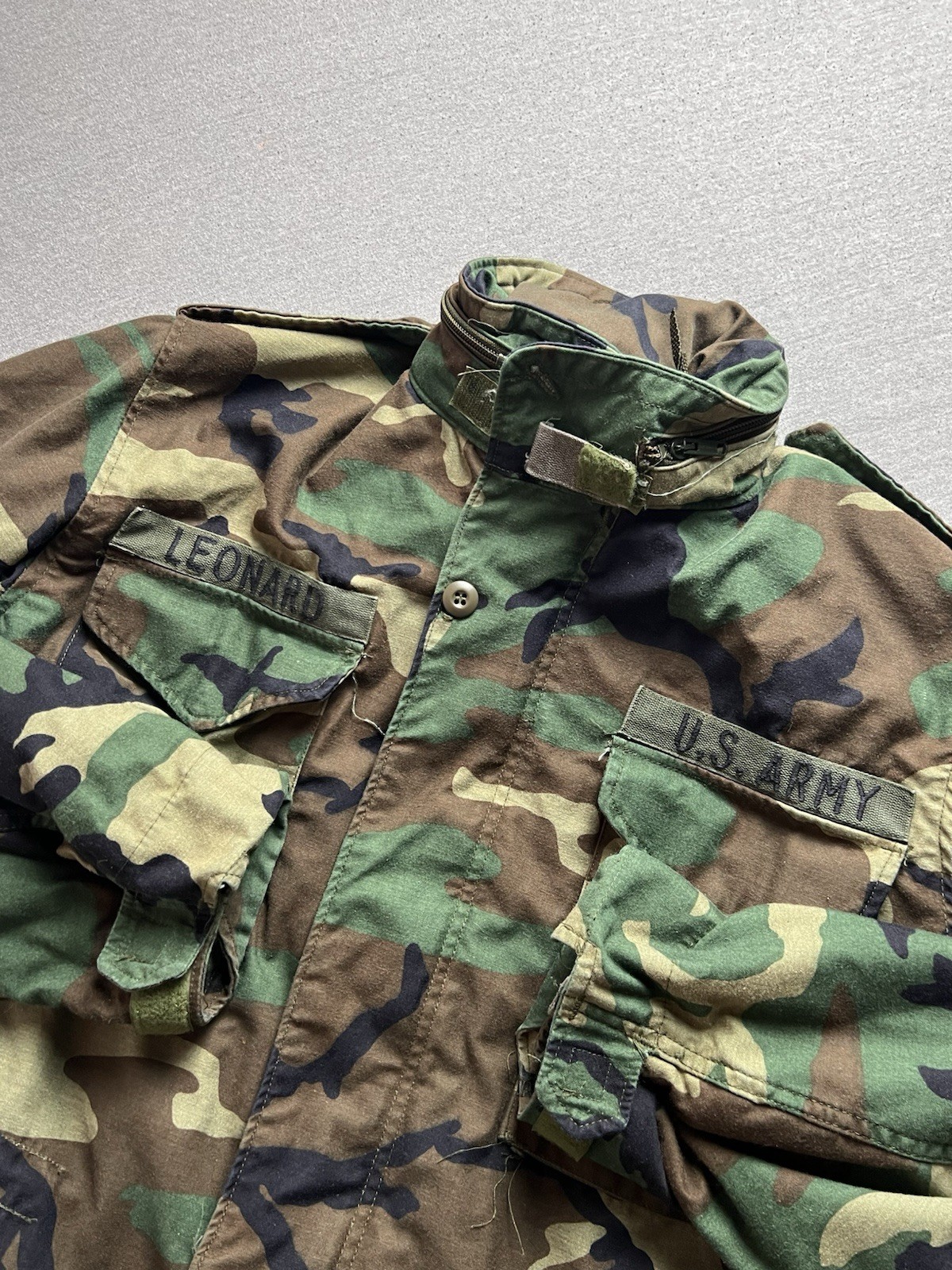 Alpha Industries Military Jacket Mens M Long Cold Weather Field Woodland Camo