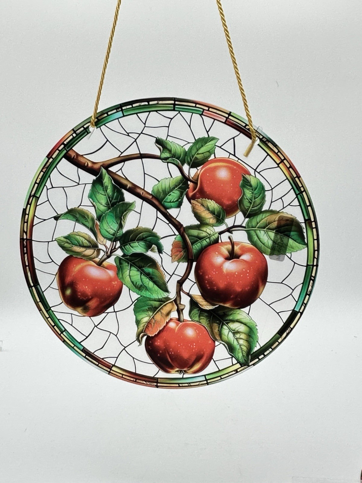 APPLE TREE APPLES FLAT 2-D Hanging Suncatcher EMBOSSED DESIGN Vibrant Colors