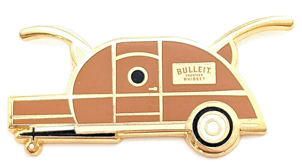 Bulleit Frontier Kentucky Whiskey Woody Tailgate Trailer Advertising Enamel Pin