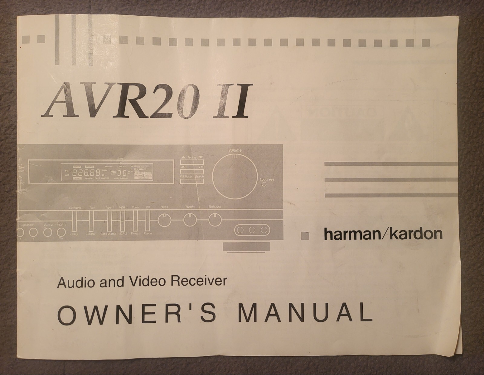 Harmon Kardon AVR20 II Owners Manual OEM Audio Video Reciever