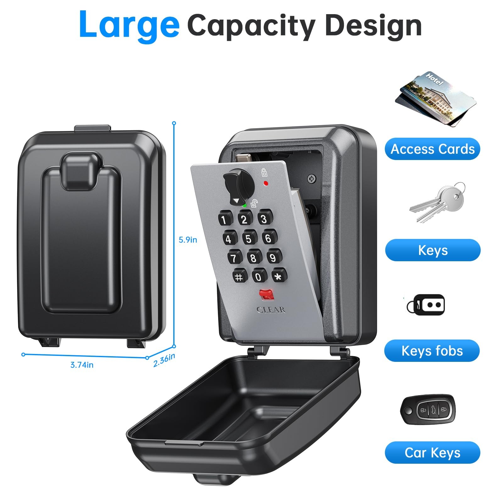 MAILADA Key Lock Box,12 Digit Combination LockBox Keys,Resttable Code,Large
