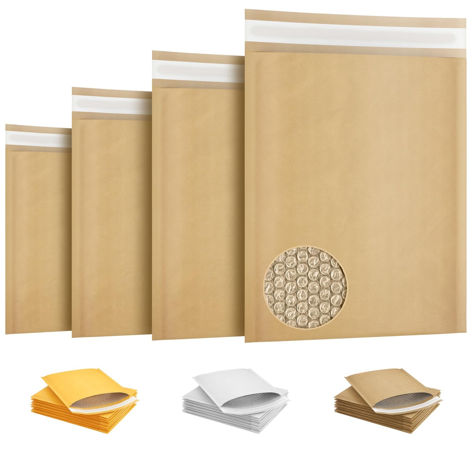 Kraft Bubble Mailers 6 x 9 Inch Natural Brown, Padded Envelopes Self Seal, Pa...