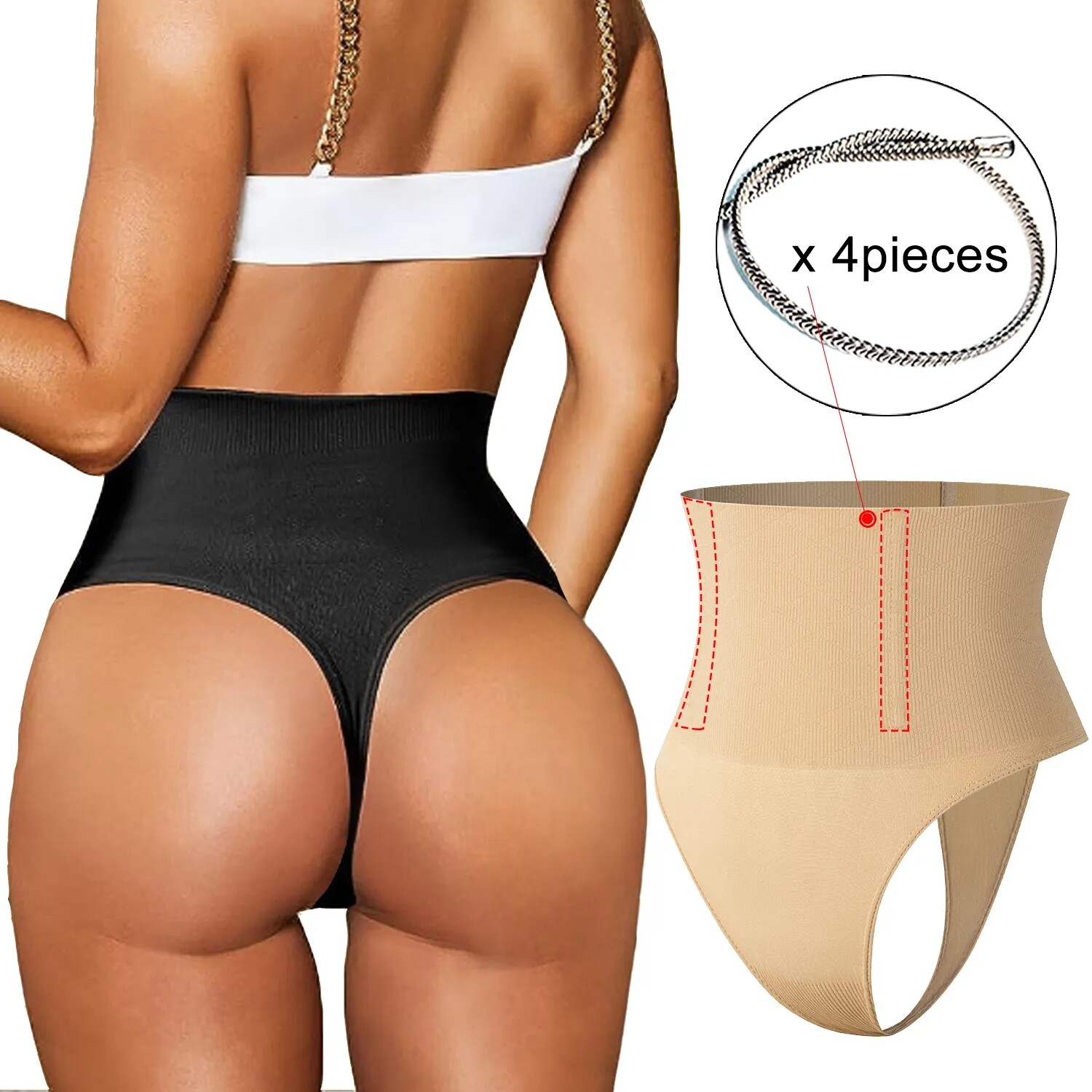 Pull Me Hold In Women High Waisted Trainer Body Shaper Belly Control Thong Pants