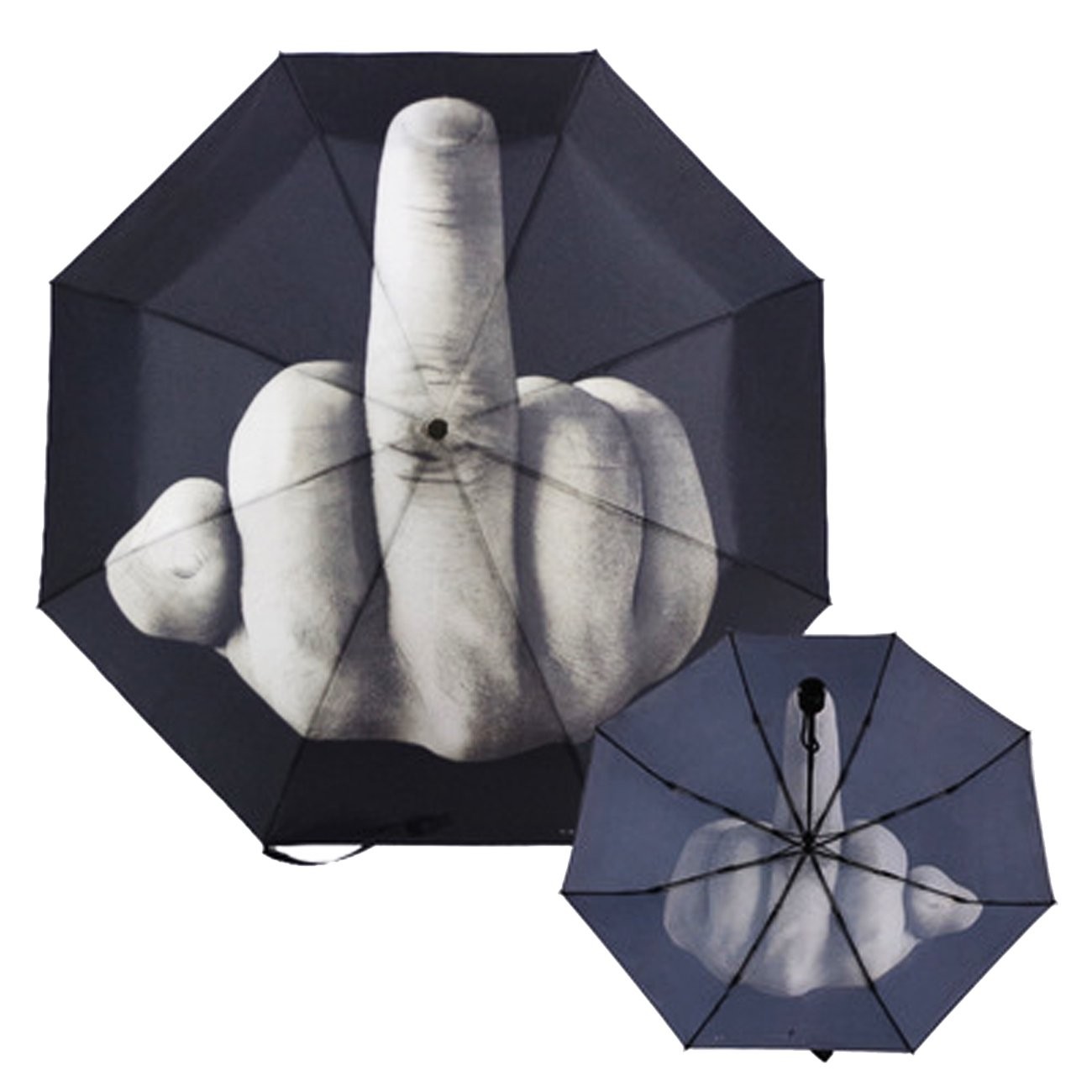 TinaWood Funny Folding Middle Finger Umbrella Creative Gift for Man/Women (Bl...