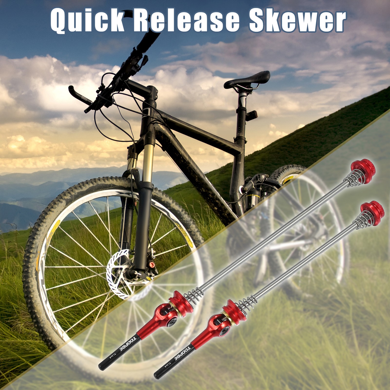 1 Pair Front Rear Bicycle Quick Release Axles Skewers Lever 140mm 180mm Red