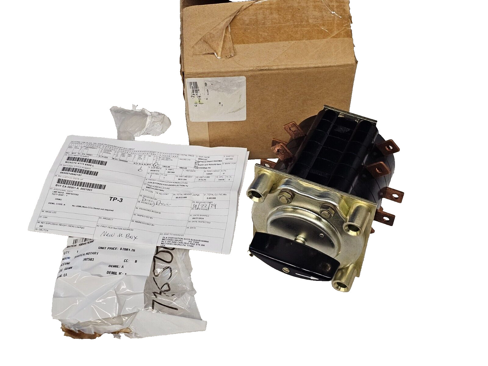Electro Switch Rotary Switch 105704A-3 1212 3 Position 5930-01-494-0157
