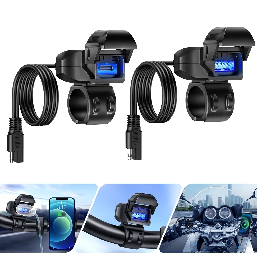 New 12V Motorcycle USB Charger Socket USB Type C QC 3.0 Fast Charging Waterproof