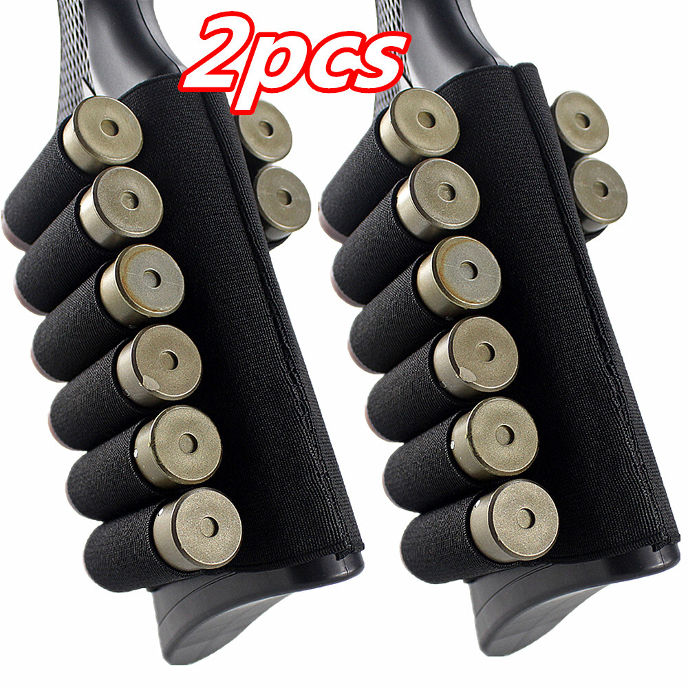 US 2 Packs 8 Round Shotgun Shell Holder Buttstock Holder for 12 Gauge Ammo Shell