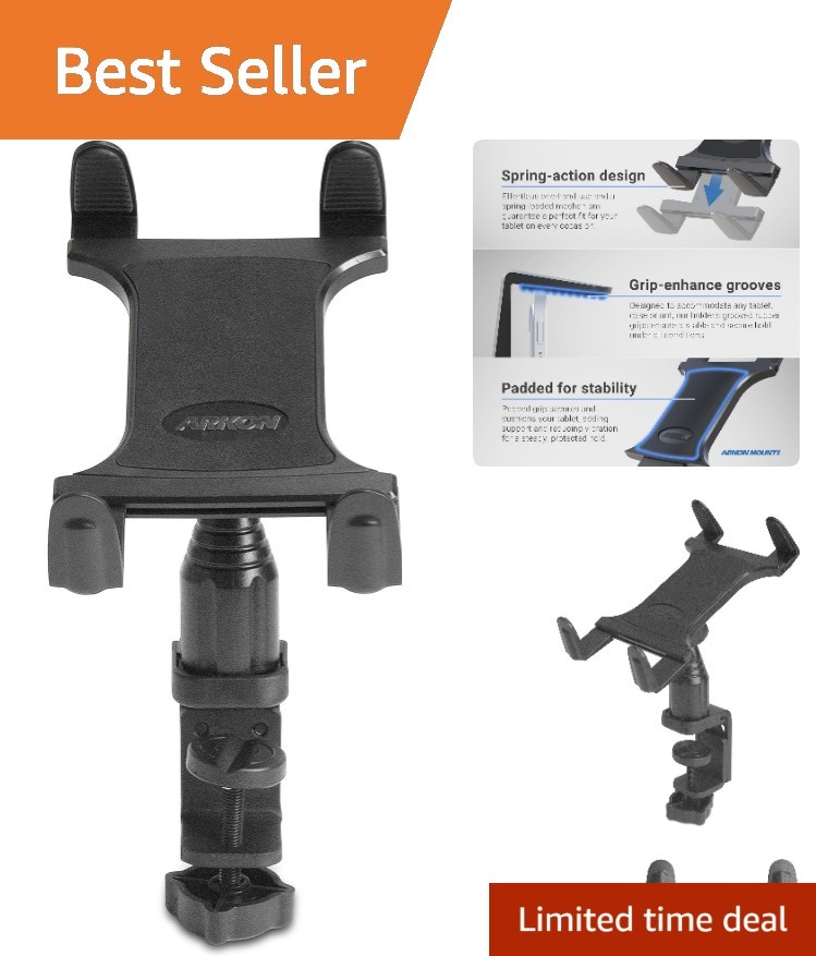 Space-Saving Heavy-Duty Tablet Mount with C-Clamp for Efficient Workspaces