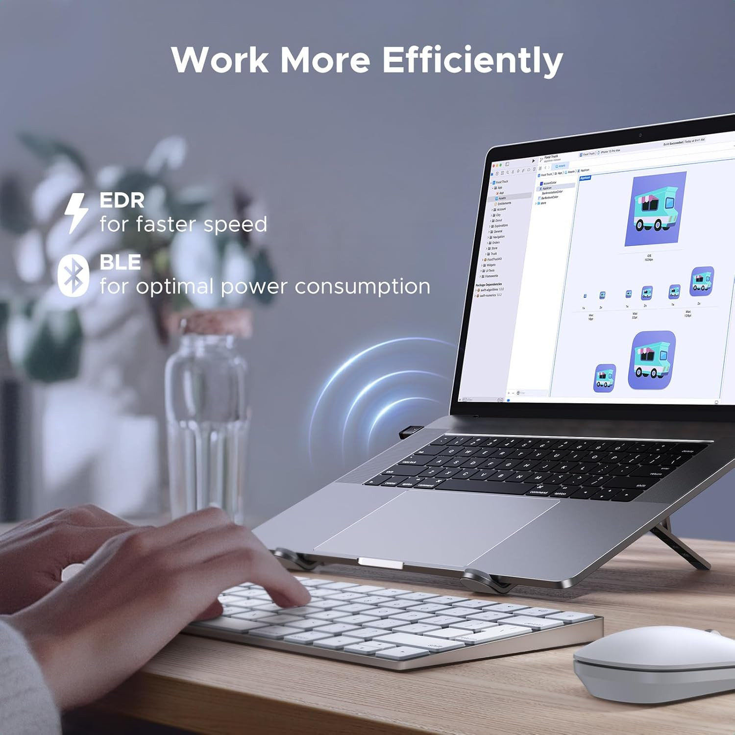 USB Bluetooth Adapter for PC, Bluetooth 6.0 Dongle Receiver EDR & BLE, Plug & Pl