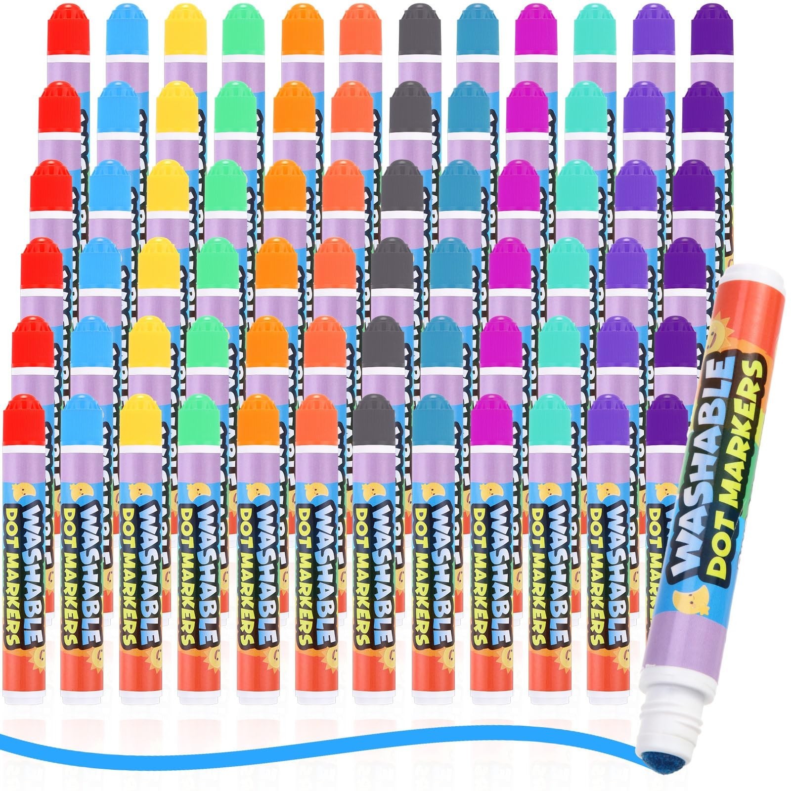 Crtiin 72 Pack Dot Markers Bulk, 12 Colors Washable Dot Markers for Toddlers ...