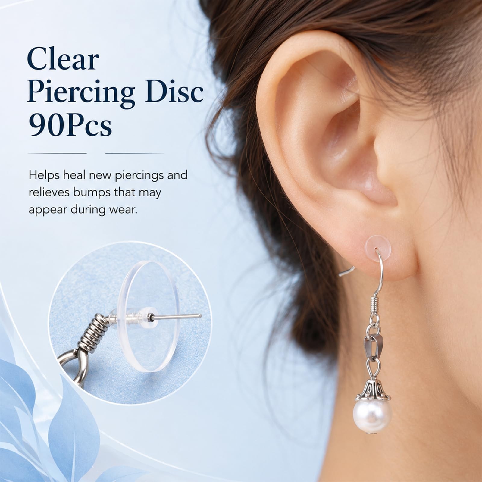 HJZHII 90Pcs Clear Piercing Disc for Bump, Silicone Earring