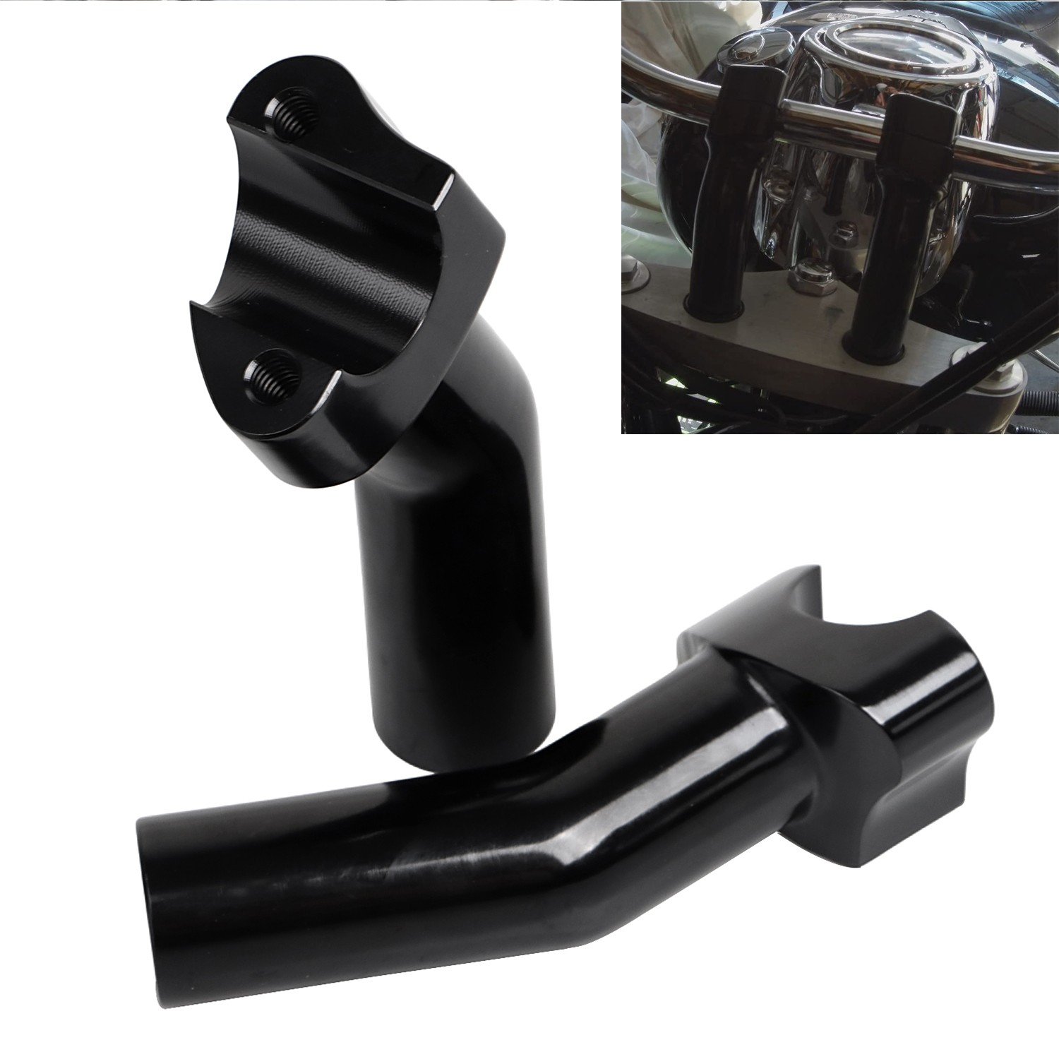 4.5" Tall Pullback Handlebar Risers For Harley Dyna Street Bob Heritage Softail