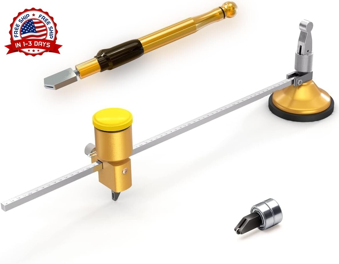 Cortador De Vidrio Circular Ajustable Alta Resistencia Con Kit De Herramienta