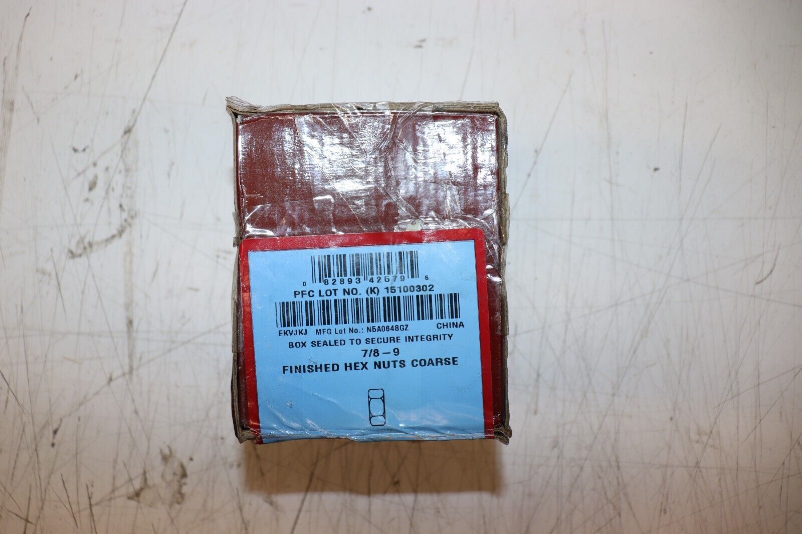 Hex Nut: 7/8"-9 Thread, Grade 2, Zinc Plated, 15 Pack, 2FE91