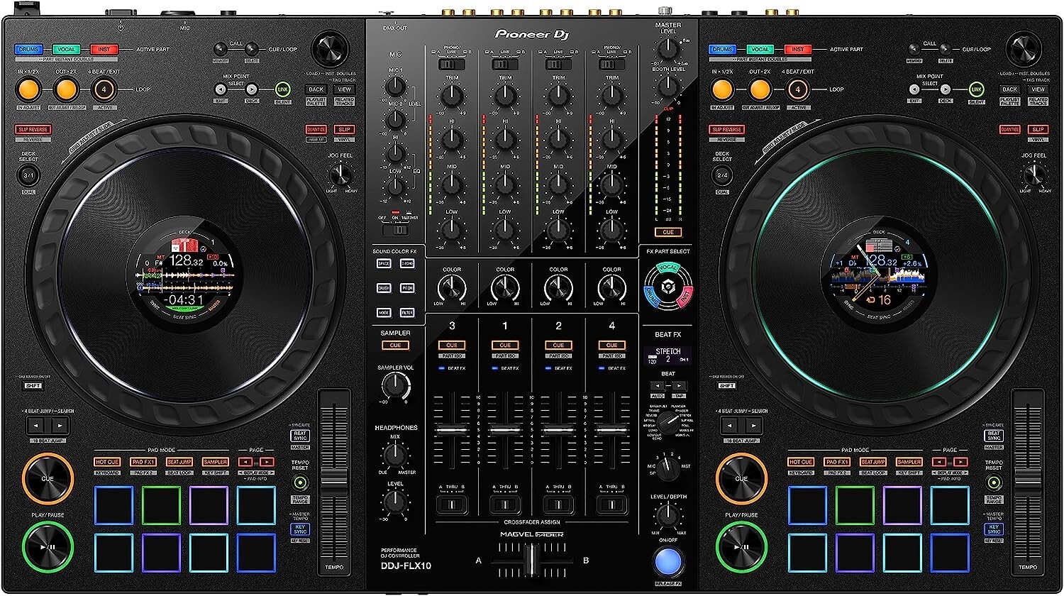 NEW Pioneer DJ DDJ-FLX10 4-Channel Controller 4-deck Controller, 2 x 8 Jogwheels