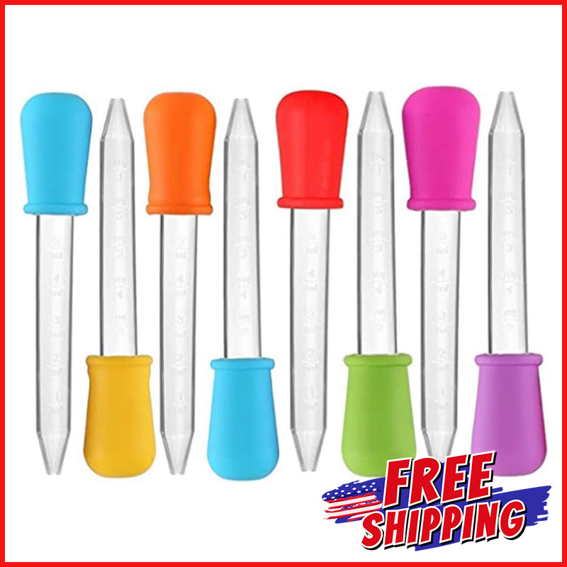 5 ML SILICONE PLASTIC LIQUID DROPPER Medicine Pipettes Eye Drop w/ Bulb 8 Pack