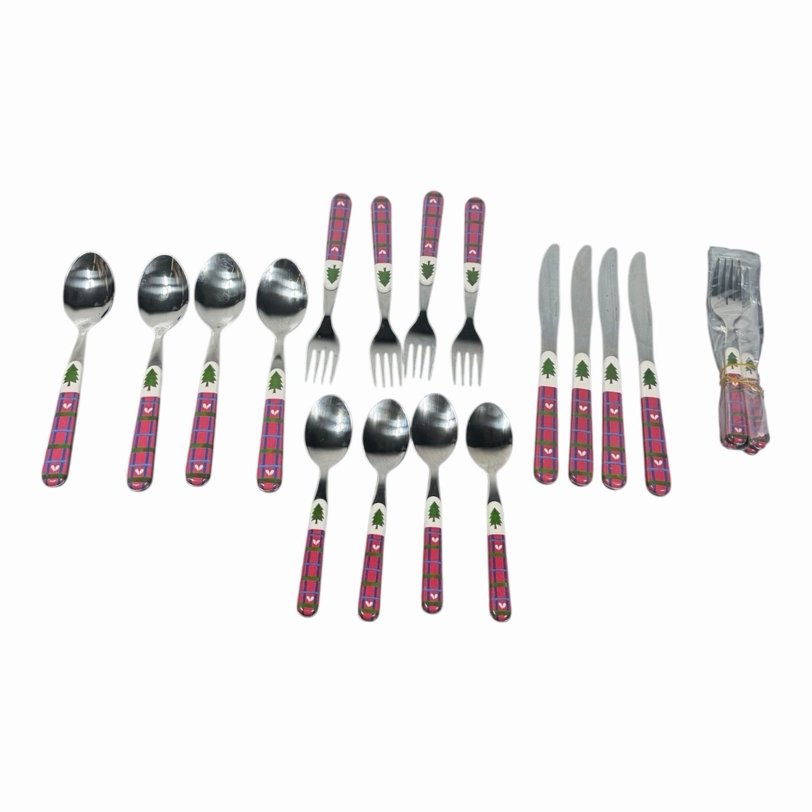 Pfaltzgraff SNOW BEAR Stainless Flatware Service For 4 Fork Knives Spoons 20 Pc