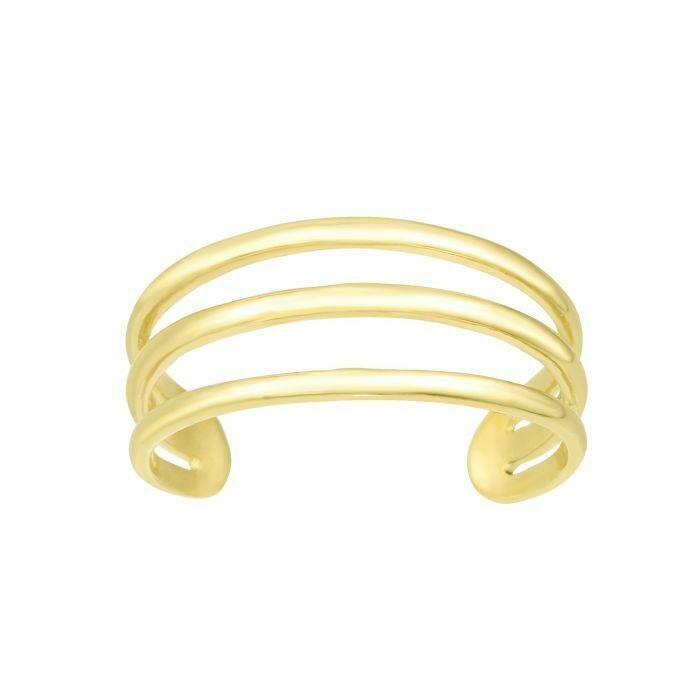 Polished Triple Row Open Bar Toe Ring 14K Yellow Gold 1.1gr