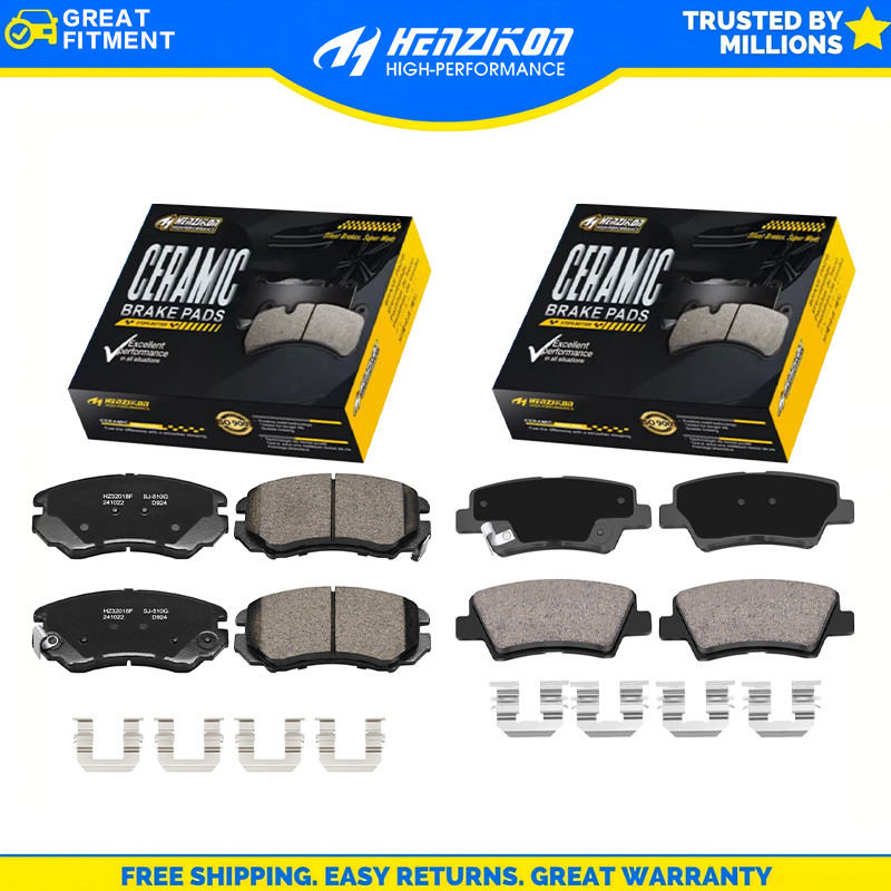 Front Rear Ceramic Brake Pads Kit For Hyundai Kia Soul Elantra Sonata Amanti