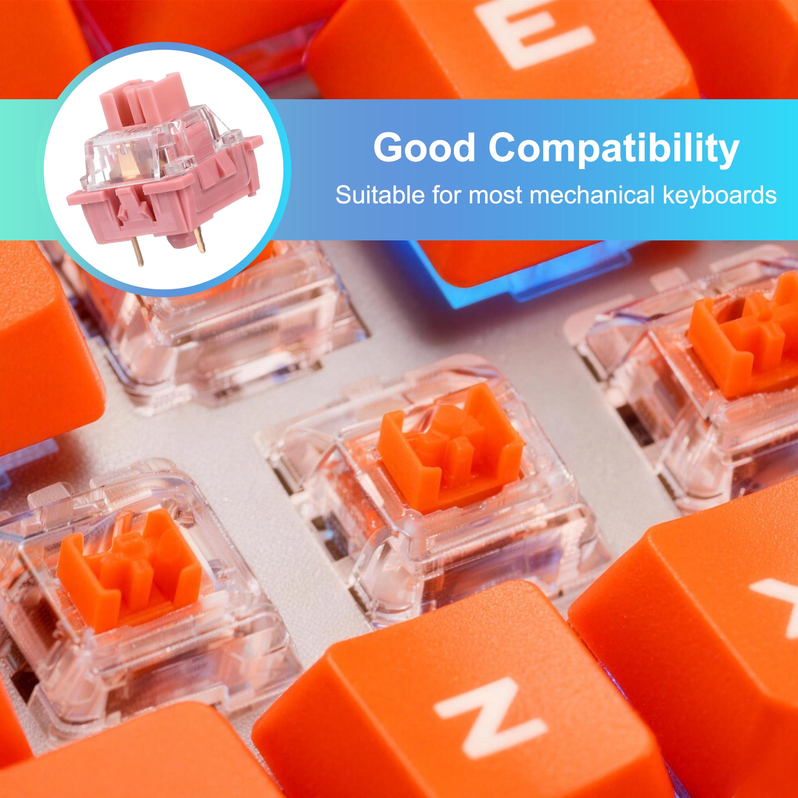 10pcs Pink Keyboard Switch 3-Pin 45gf Linear Keyboard Switch Replacement