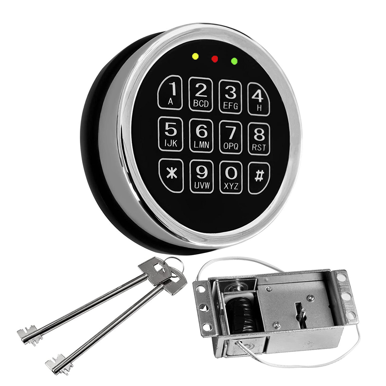 Gun Safe Lock Replacement Chrome Keypad Solenoid Safe Lock 2 Keys OPEN BOX