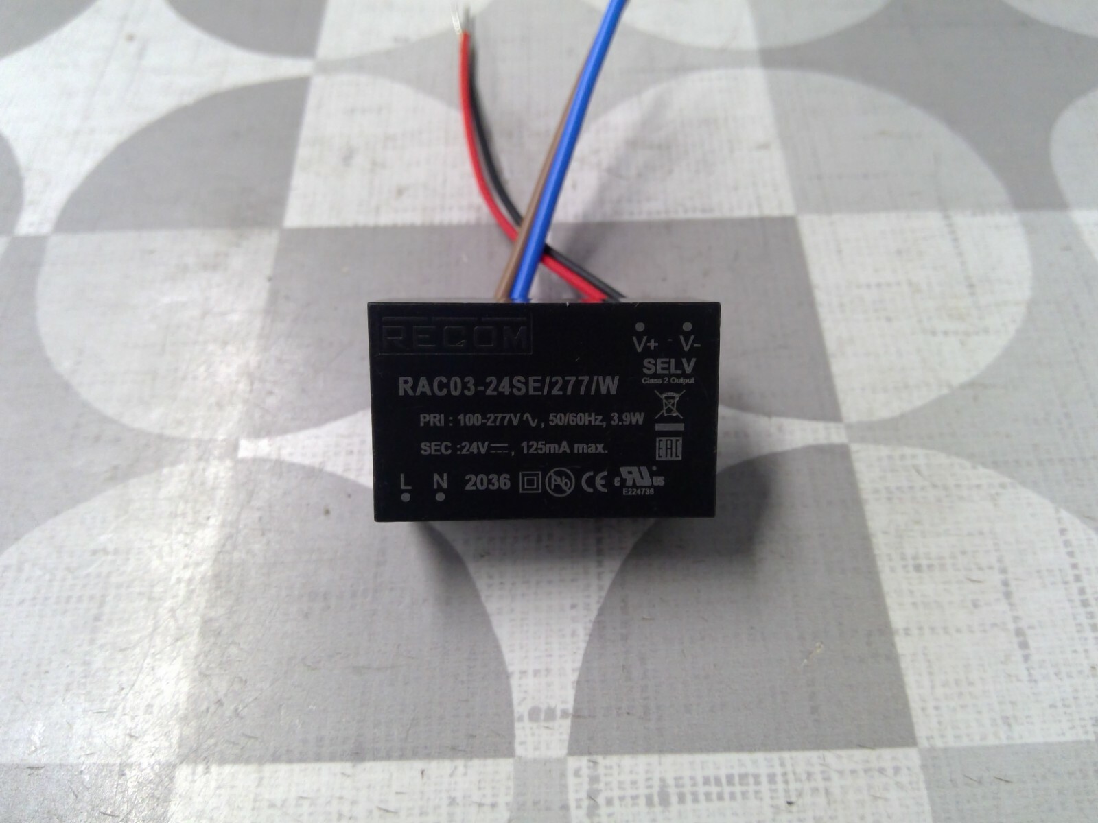 Recom RAC03-24SE/277/W 100-277 VAC - 24 VDC AC/DC Converter **Free Shipping**