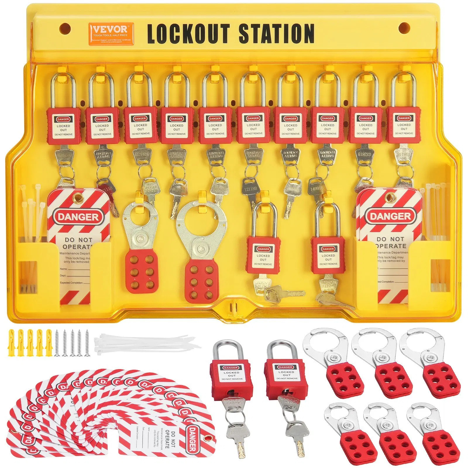 Electrical Lockout Tagout Kit, 60 PCS Safety Lockout Tagout Station Includes Pad