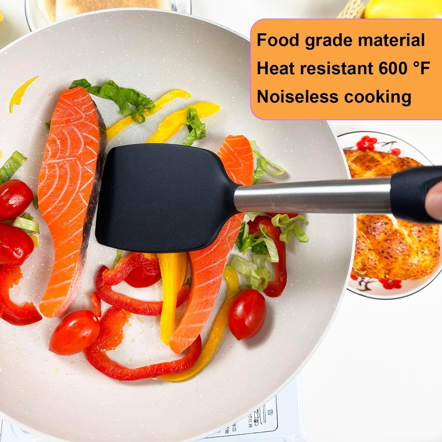 Spatula Set Silicone Heat Resistant for Nonstick Cookware Rubber Silicone