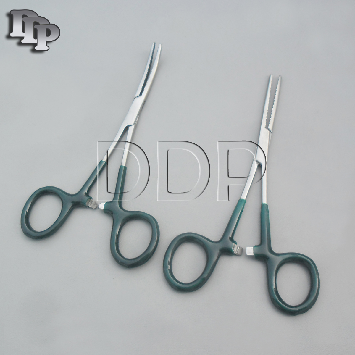 Hemostat Pean Forceps Surgical Green Dep Handle 7" Straight + Curved