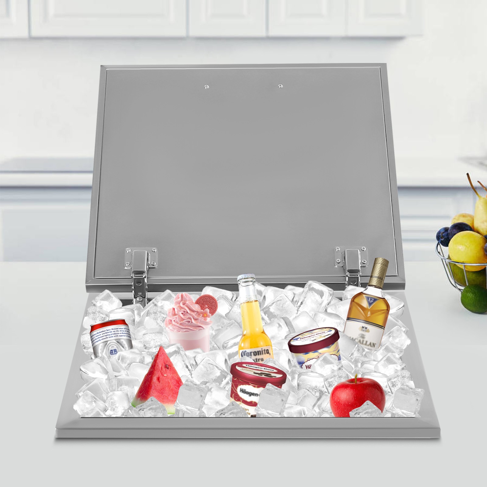 20"L x 20"W x 13"H BBQ Island Drop In Ice Chest Stainless Steel Wine Cooler Bin