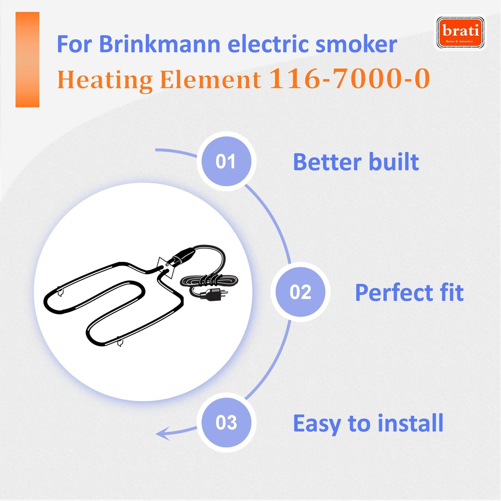 brati Electric Heating Element 116-7000-0 Replacement for Brinkmann Gourmet E...