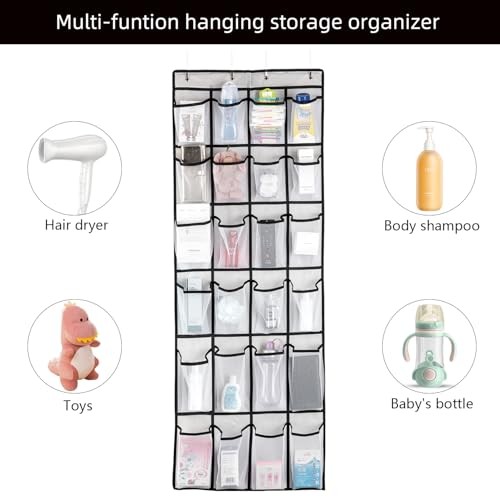 Over the Door Shoe Organizer, Hanging Shoe Organizer White-1pack of 24 pocket