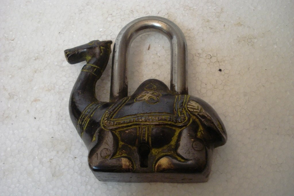 Vintage Finish Handmade Brass Camel Shape Padlock With keys Working Functional