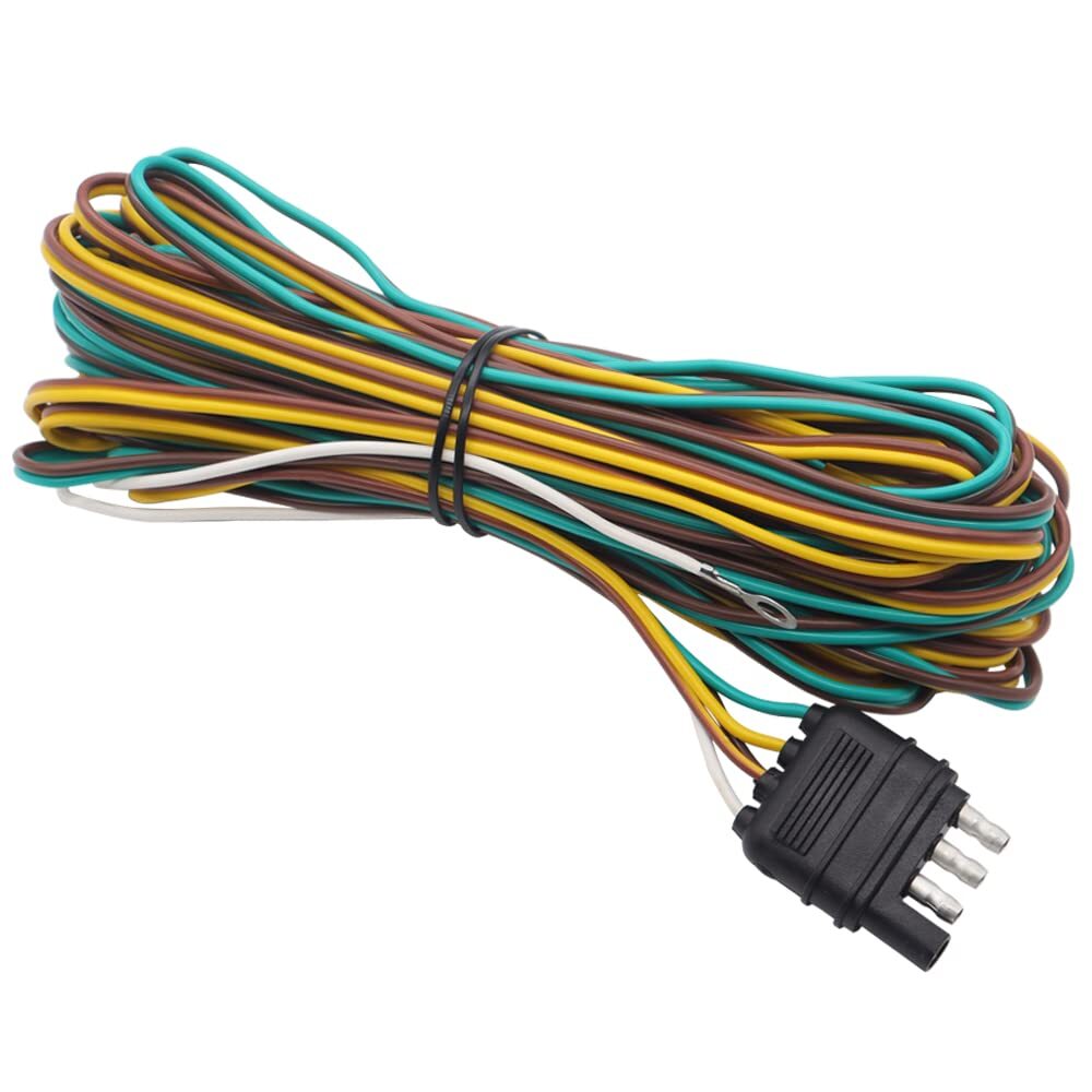 25 Foot 4 Wire 4-Flat Trailer Light Wiring Harness Extension Kit with 18...