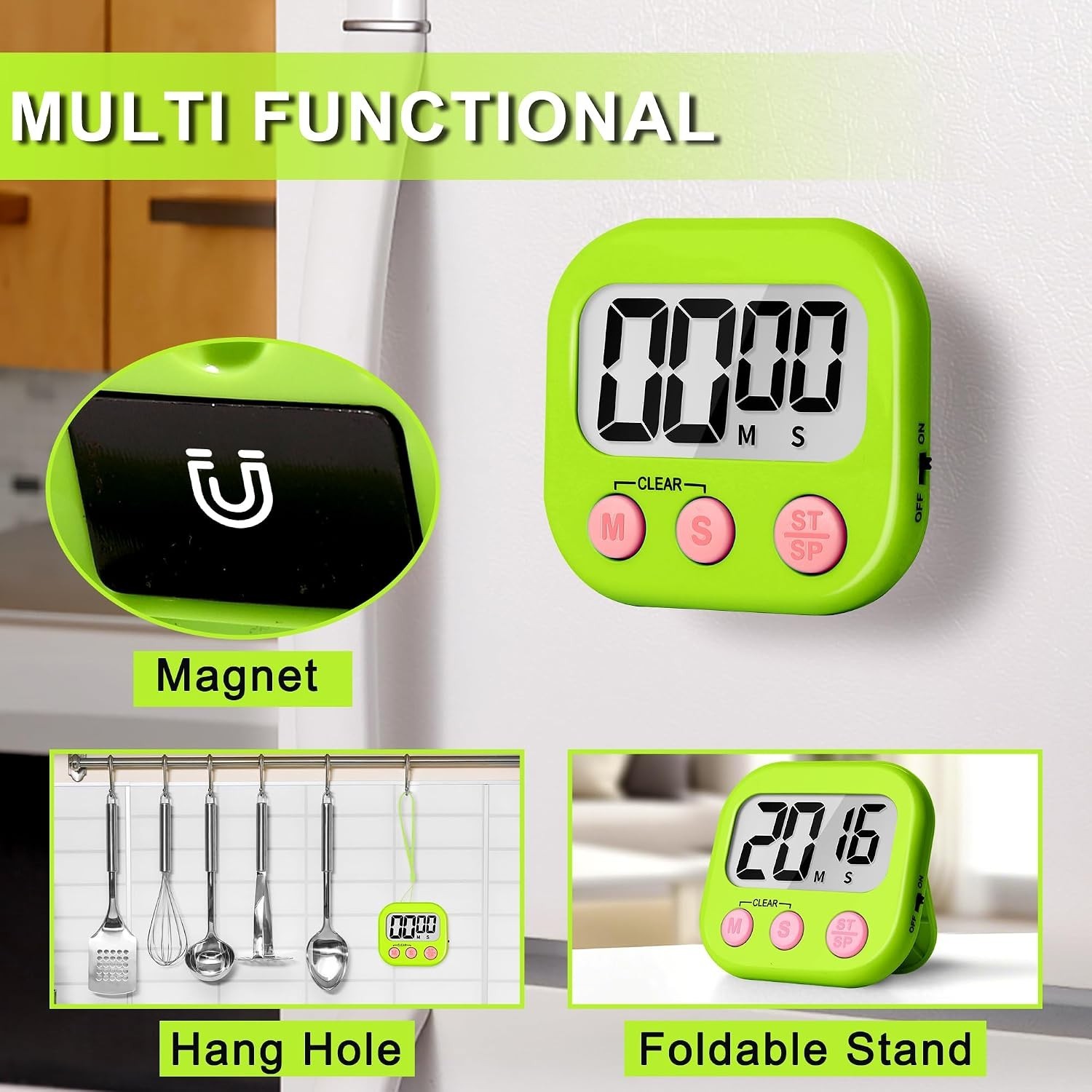2 Pack Digital Classroom Timers for Kids - Easy to Use & Readable Large Screen