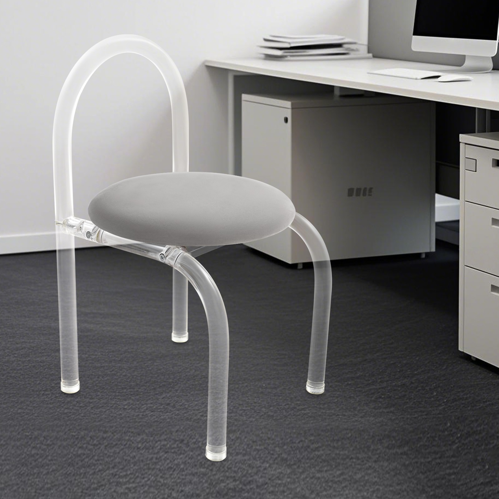 40*40*72cm Modern Minimalist Acrylic Clear Chair, 165.35 lbs Makeup Chair