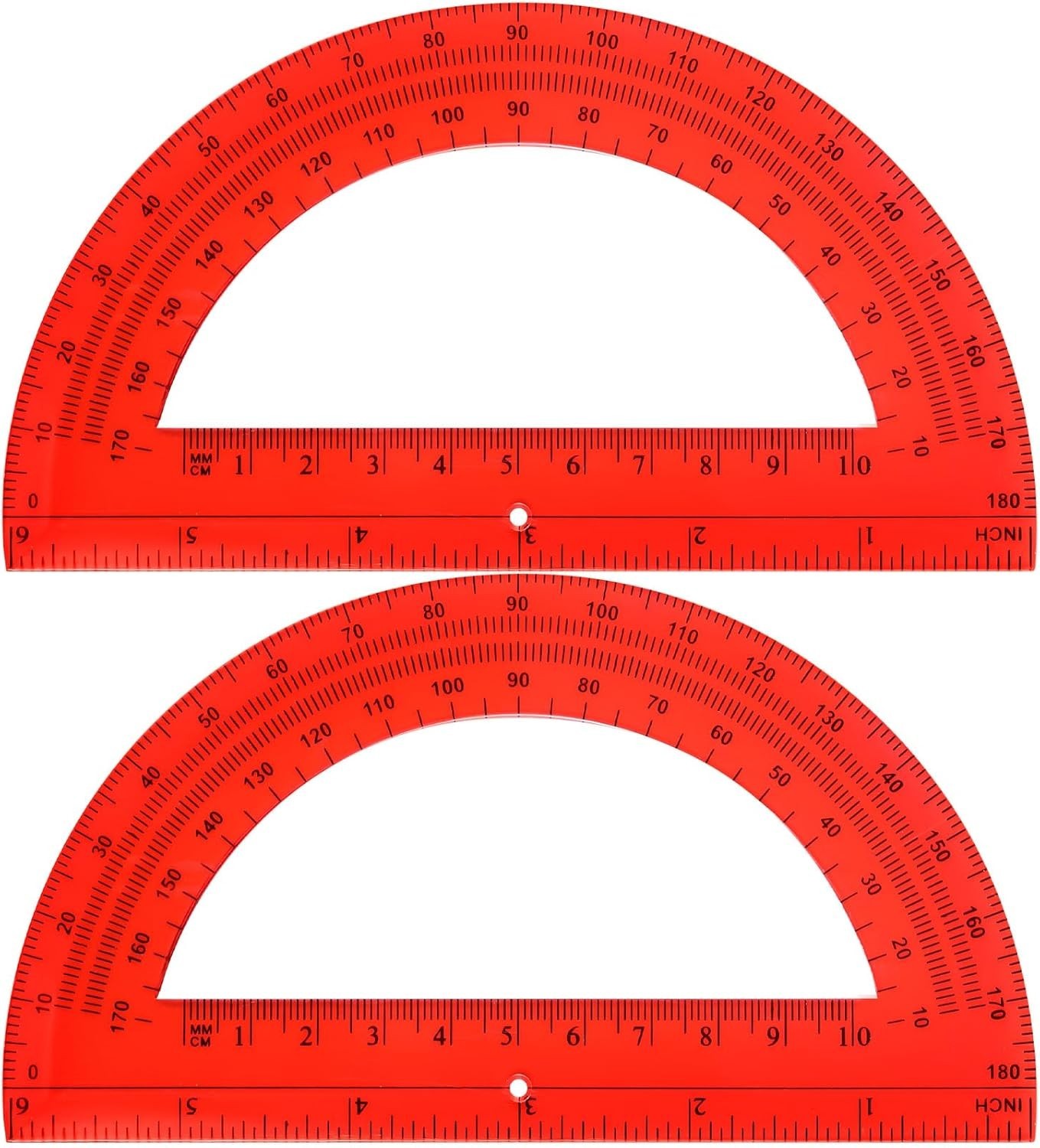 Durable Plastic Protractors, 180 Degrees, Ideal for School Supplies and Projects