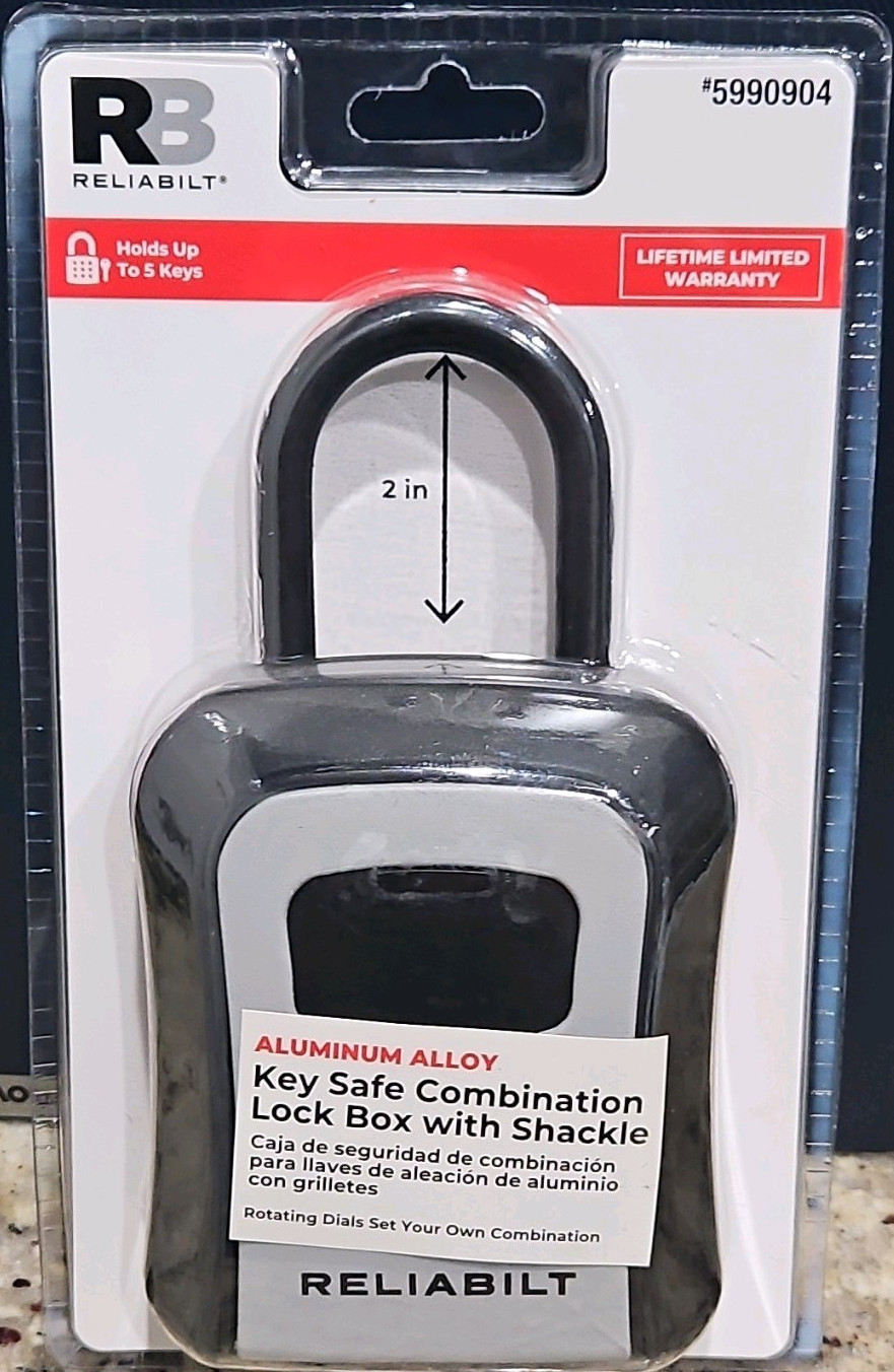 Reliabilt Key Safe Lock Box AC-876 Aluminum Alloy Gray Black 2in Shackle