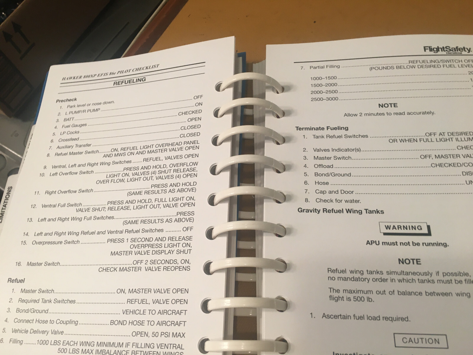 FlightSafety Hawker 800XP with Collins EFIS 86e Pilot Checklist