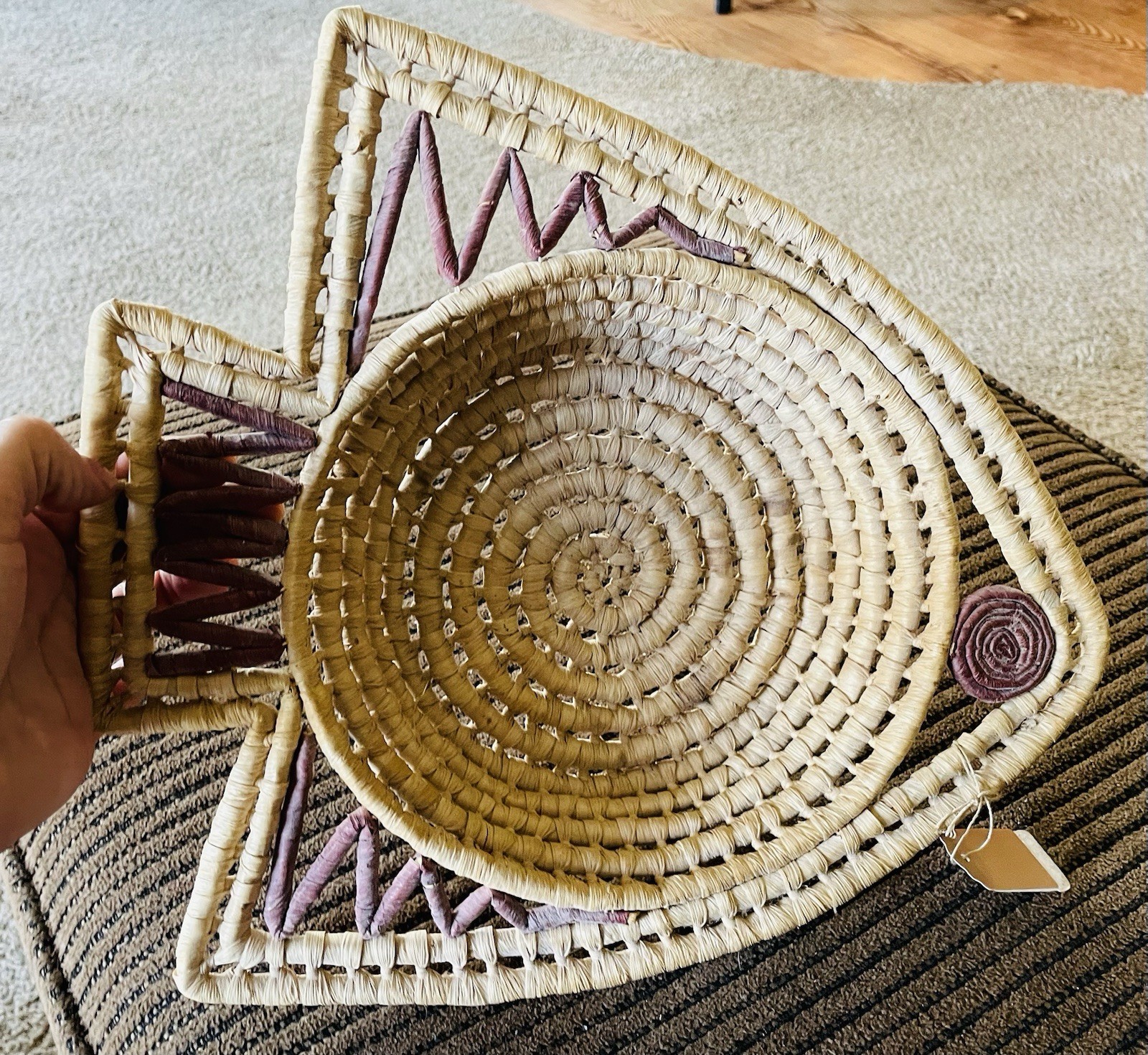 Vintage Rattan Fish Basket - Boho Wall Hanging Decor cute fun