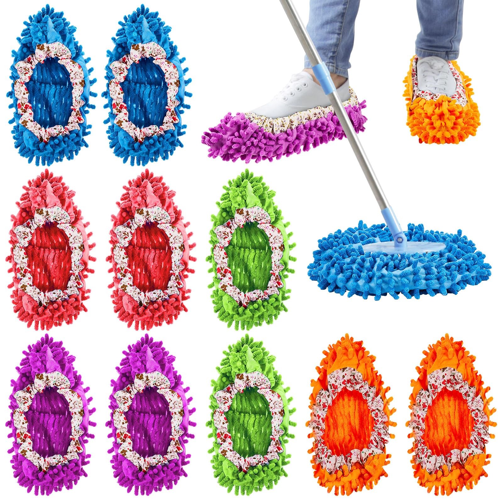 10 Pcs 5 Pairs Mop Slippers Shoes for Floor Cleaning Washable Reusable Duster...