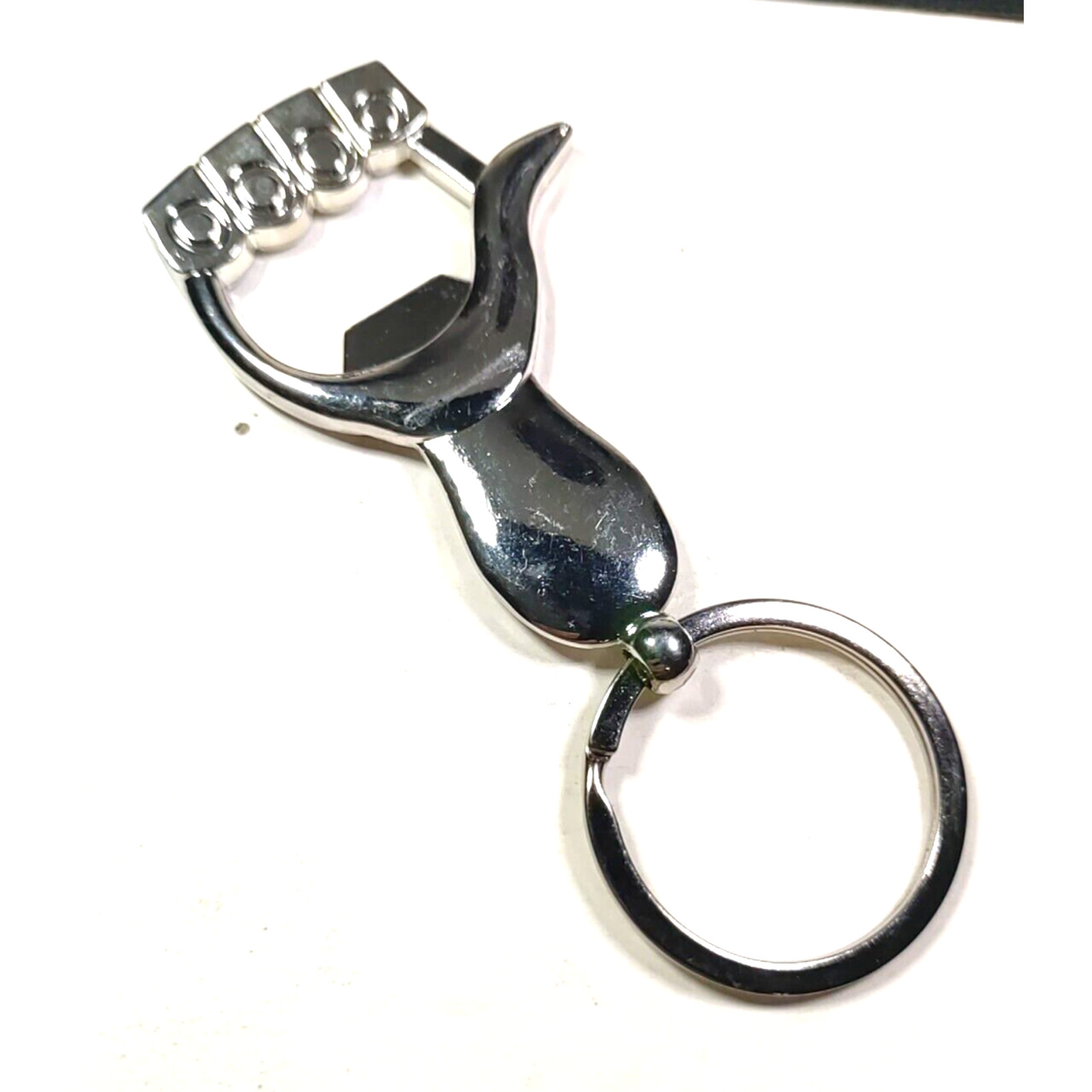 Bottle Opener Keychain Fist Thumbs Up Silver Tone